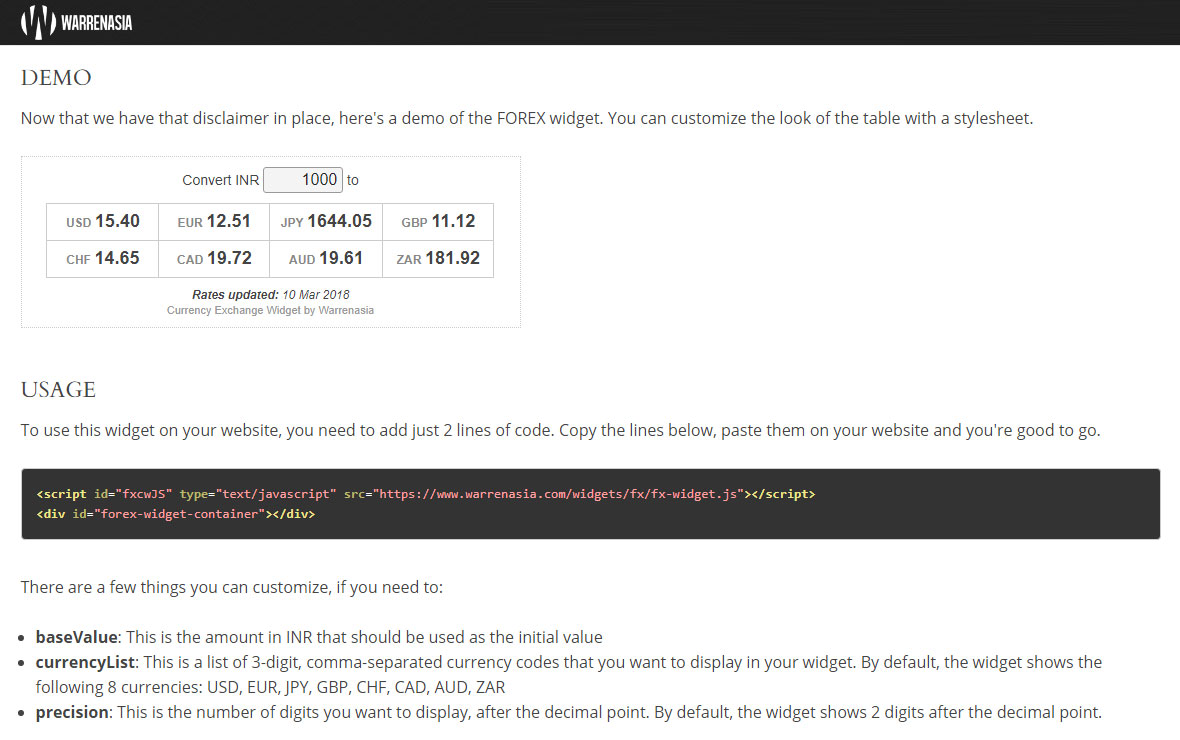 Free Forex Conversion Widget For Your Website Warrenasia - 